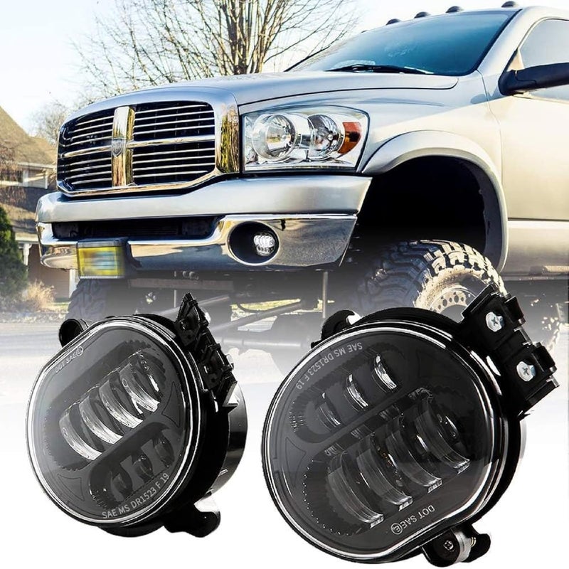 BICYACO New Version LED Fog Light Compatible with Dodge Ram 1500 2002-2008 Dodge Ram 2500/3500 Pickup Truck 2003 2004 2005 2006 2007 2008 2009-1 Pair Black - Image 1